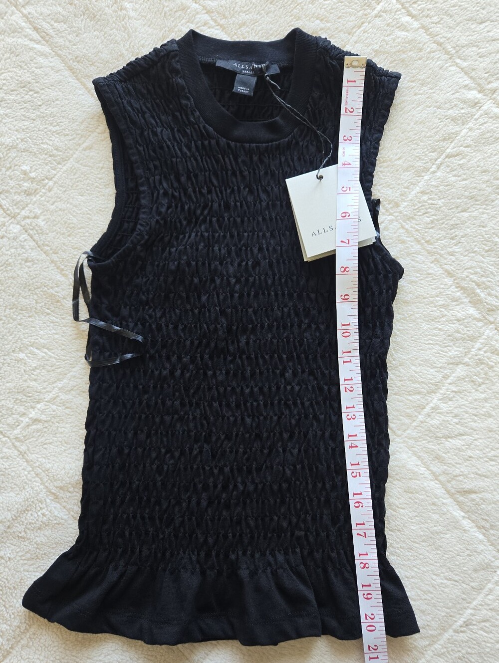 NWT AllSaints Ode Smocked Sleeveless Tank Top AllSaints Size S Women's - Picture 11 of 14